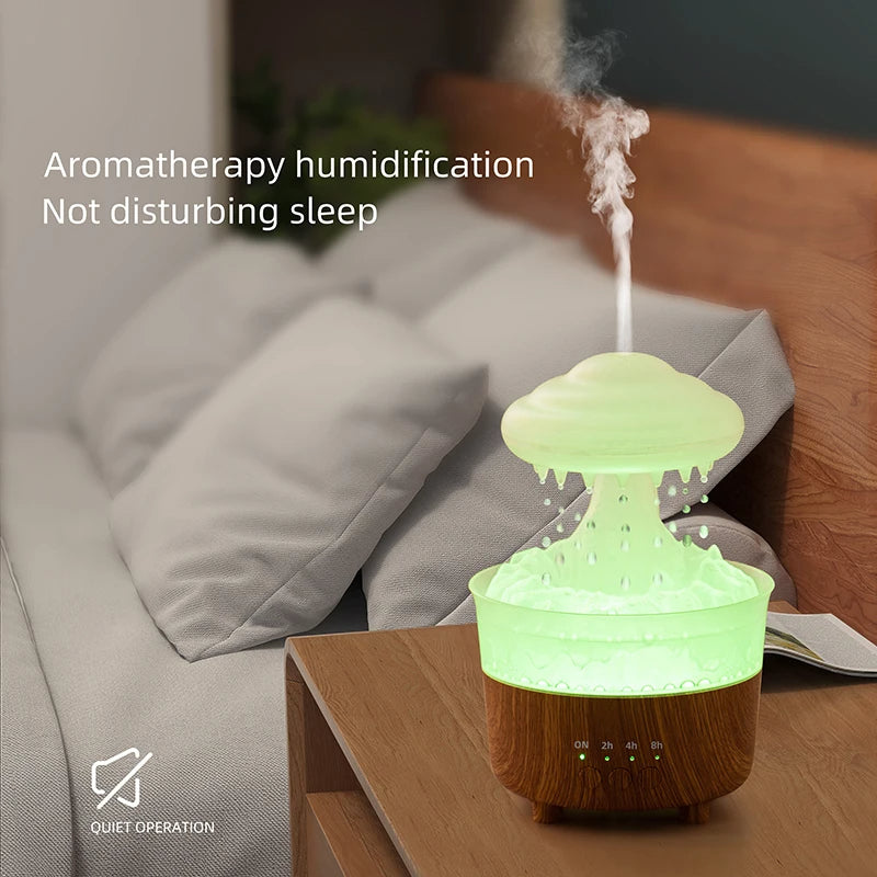 Regen Wolk Nachtlamp - Humidifier met Regenwater Druppel Geluid - 7 Kleur Led Licht - Essential Oil Diffuser Aromatherapie