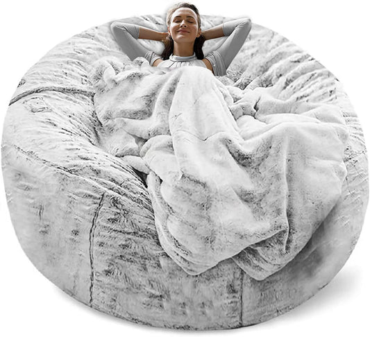 Zitzak - Bean Bag Hoes - Grote Ronde Zachte Fluffy Sofa Bed - voor Woonkamer Meubilair - Luie Sofa Bed - Grijs