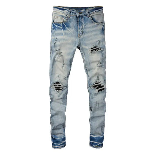 Heren - Spijkerbroek - Ripped Jeans - Lichtblauw